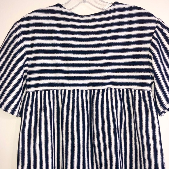 Zara Peplum Tunic Top Navy White Striped Contrasting Short Sleeves Womens Size S - Picture 4 of 6